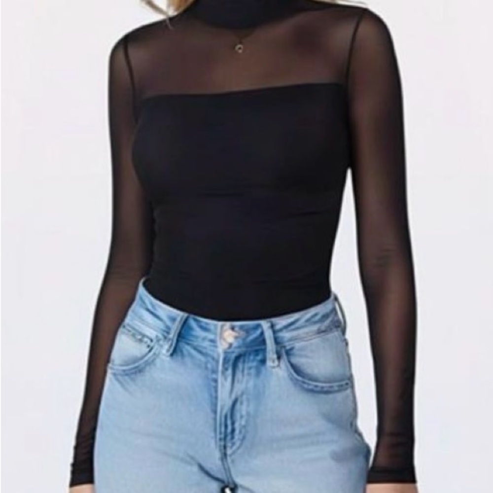 Elegant Black Sheer Sleeve Top